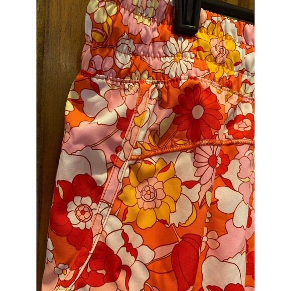 Avia Womens Running Shorts Size Large Orange Floral Print Double Layer W/Pocket - Picture 7 of 12